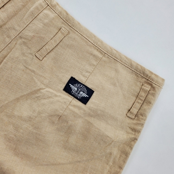 Vtg Levis Dockers Shorts Wmns 14 Linen Blend Beige Tan Bareback 32x9 80s 90s NWT - Picture 12 of 15